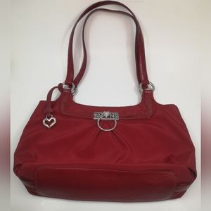 Red Brighton Purse 13"wide 19"tall (includes handle) and 3.5"depth at bottom.